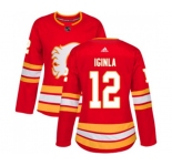 Women Calgary Flames #12 Jarome Iginla Authentic Red Alternate Hockey Jersey