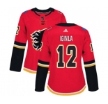 Women Calgary Flames #12 Jarome Iginla Authentic Red Home Hockey Jersey