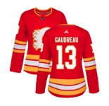 Women Calgary Flames #13 Johnny Gaudreau Authentic Red Alternate Hockey Jersey