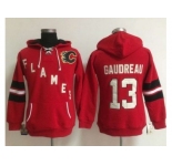 Women Calgary Flames #13 Johnny Gaudreau Red Old Time Heidi NHL Hoodie