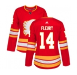 Women Calgary Flames #14 Theoren Fleury Authentic Red Alternate Hockey Jersey