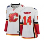 Women Calgary Flames #14 Theoren Fleury Authentic White Away Fanatics Branded Breakaway Hockey Jersey