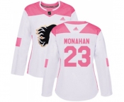 Women Calgary Flames #23 Sean Monahan Authentic White Pink Fashion Hockey Jersey