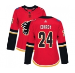 Women Calgary Flames #24 Craig Conroy Authentic Red Home Hockey Jersey