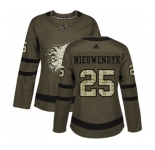 Women Calgary Flames #25 Joe Nieuwendyk Authentic Green Salute to Service Hockey Jersey