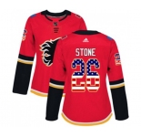 Women Calgary Flames #26 Michael Stone Authentic Red USA Flag Fashion Hockey Jersey