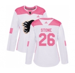 Women Calgary Flames #26 Michael Stone Authentic White Pink Fashion Hockey Jersey
