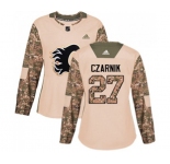Women Calgary Flames #27 Austin Czarnik Authentic Camo Veterans Day Practice Hockey Jersey