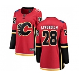 Women Calgary Flames #28 Elias Lindholm Authentic Red Home Fanatics Branded Breakaway Hockey Jersey