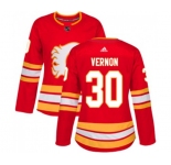 Women Calgary Flames #30 Mike Vernon Authentic Red Alternate Hockey Jersey