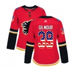 Women Calgary Flames #39 Doug Gilmour Authentic Red USA Flag Fashion Hockey Jersey
