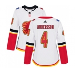 Women Calgary Flames #4 Rasmus Andersson Authentic White Away Hockey Jersey