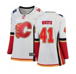 Women Calgary Flames #41 Mike Smith Authentic White Away Fanatics Branded Breakaway Hockey Jersey