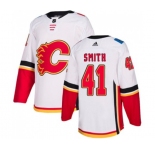 Women Calgary Flames #41 Mike Smith Authentic White Away Hockey Jersey