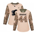 Women Calgary Flames #44 Tyler Graovac Authentic Camo Veterans Day Practice Hockey Jersey