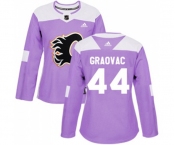Women Calgary Flames #44 Tyler Graovac Authentic Purple Fights Cancer Practice Hockey Jersey