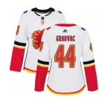 Women Calgary Flames #44 Tyler Graovac Authentic White Away Hockey Jersey