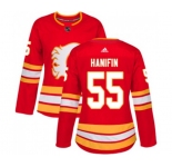 Women Calgary Flames #55 Noah Hanifin Authentic Red Alternate Hockey Jersey