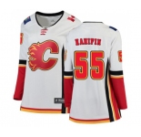 Women Calgary Flames #55 Noah Hanifin Authentic White Away Fanatics Branded Breakaway Hockey Jersey