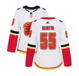 Women Calgary Flames #55 Noah Hanifin Authentic White Away Hockey Jersey