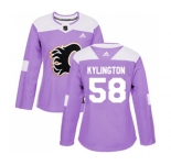 Women Calgary Flames #58 Oliver Kylington Authentic Purple Fights Cancer Practice Hockey Jersey