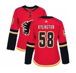 Women Calgary Flames #58 Oliver Kylington Authentic Red Home Hockey Jersey