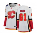 Women Calgary Flames #61 Brett Kulak Authentic White Away Fanatics Branded Breakaway Hockey Jersey
