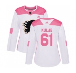 Women Calgary Flames #61 Brett Kulak Authentic White Pink Fashion Hockey Jersey