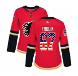 Women Calgary Flames #67 Michael Frolik Authentic Red USA Flag Fashion Hockey Jersey