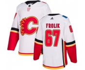 Women Calgary Flames #67 Michael Frolik Authentic White Away Hockey Jersey
