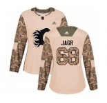 Women Calgary Flames #68 Jaromir Jagr Authentic Camo Veterans Day Practice Hockey Jersey