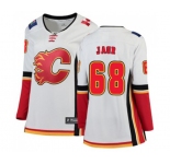 Women Calgary Flames #68 Jaromir Jagr Authentic White Away Fanatics Branded Breakaway Hockey Jersey