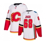 Women Calgary Flames #68 Jaromir Jagr Authentic White Away Hockey Jersey