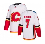 Women Calgary Flames #7 TJ Brodie Authentic White Away Hockey Jersey