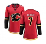 Women Calgary Flames #7 TJ Brodie Fanatics Branded Red Home Breakaway Hockey Jersey