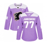 Women Calgary Flames #77 Mark Jankowski Authentic Purple Fights Cancer Practice Hockey Jersey