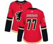 Women Calgary Flames #77 Mark Jankowski Authentic Red Home Hockey Jersey