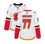 Women Calgary Flames #77 Mark Jankowski Authentic White Away Hockey Jersey