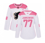 Women Calgary Flames #77 Mark Jankowski Authentic White Pink Fashion Hockey Jersey
