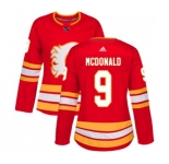 Women Calgary Flames #9 Lanny McDonald Authentic Red Alternate Hockey Jersey