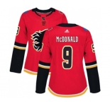 Women Calgary Flames #9 Lanny McDonald Authentic Red Home Hockey Jersey