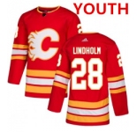 Youth Calgary Flames #28 Elias Lindholm Red Alternate Adidas Stitched NHL Jersey