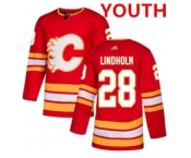 Youth Calgary Flames #28 Elias Lindholm Red Alternate Adidas Stitched NHL Jersey
