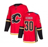 Youth Calgary Flames #30 Mike Vernon Authentic Red Home Hockey Jersey