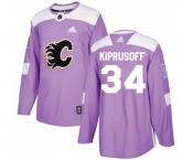 Youth Calgary Flames #34 Miikka Kiprusoff Authentic Purple Fights Cancer Practice Hockey Jersey
