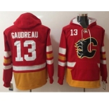 Calgary Flames #13 Johnny Gaudreau Red Name & Number Pullover NHL Hoodie