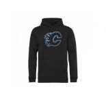 Calgary Flames Black Pond Hockey Pullover Hoodie