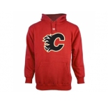Calgary Flames Red Old Time Hockey Big Logo with Crest Pullover Hoodie