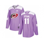 Men Adidas Carolina Hurricanes #11 Jordan Staal Purple Authentic Fights Cancer Stitched NHL Jersey