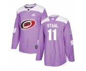 Men Adidas Carolina Hurricanes #11 Jordan Staal Purple Authentic Fights Cancer Stitched NHL Jersey
